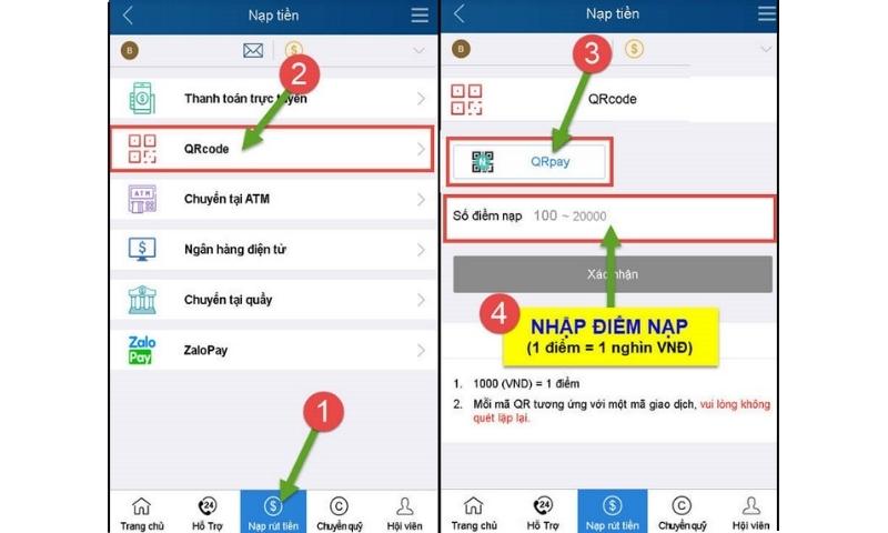 Nạp tiền Thabet qua QR Code