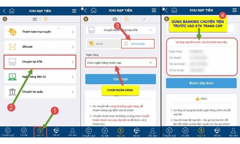Nạp tiền Thabet qua ATM