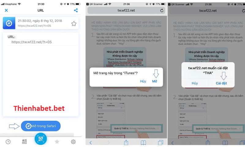 các bước tải app thabet